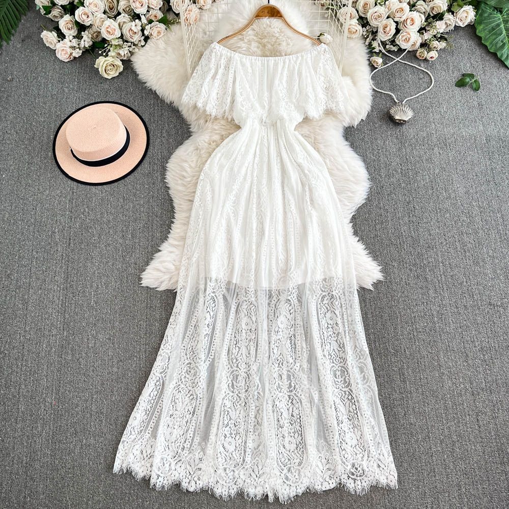 Boho Summer Beach Maxi Dress - فستان ماكسي نسائي مكشوف الكتفين من