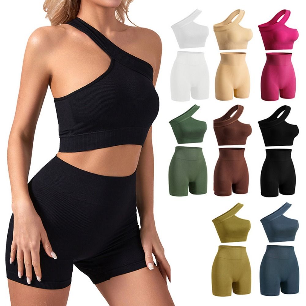 Seamless Ribbed Workout Tank Top - طقم رياضي نسائي غير ملحوم مكون