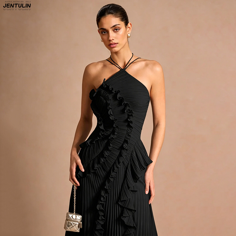 فستان سهرة أنيق باللون الأرجوا - مراجعة Y2K Backless Halter Mini Dress وسعره