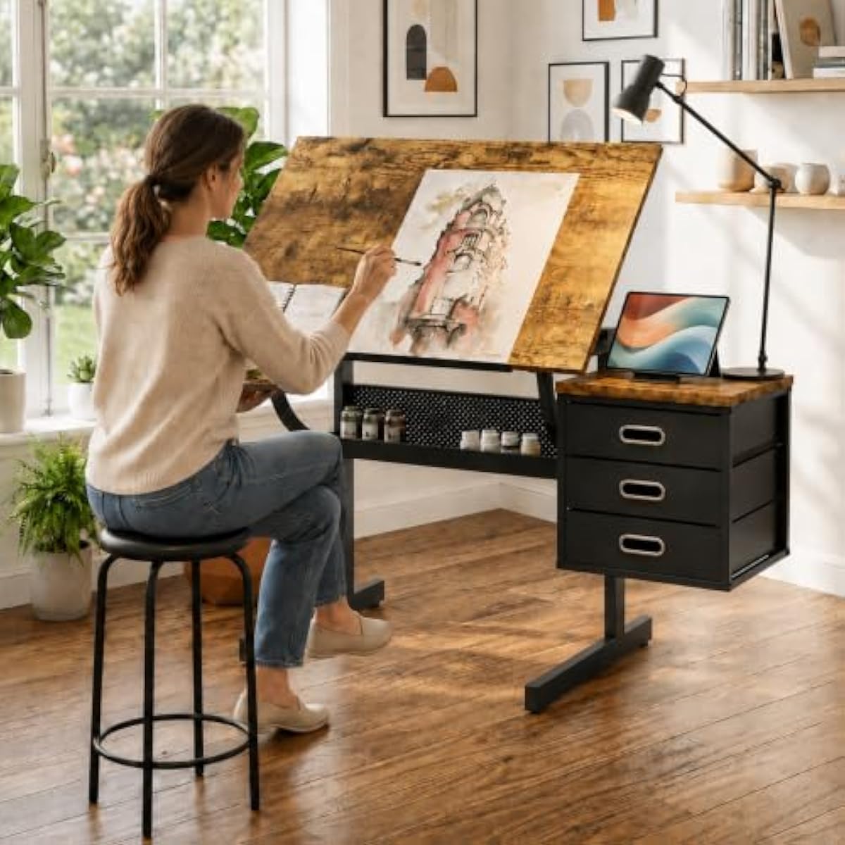 مكتب رسم قابل للتعديل مع وظيفة - مراجعة Tops وسعره