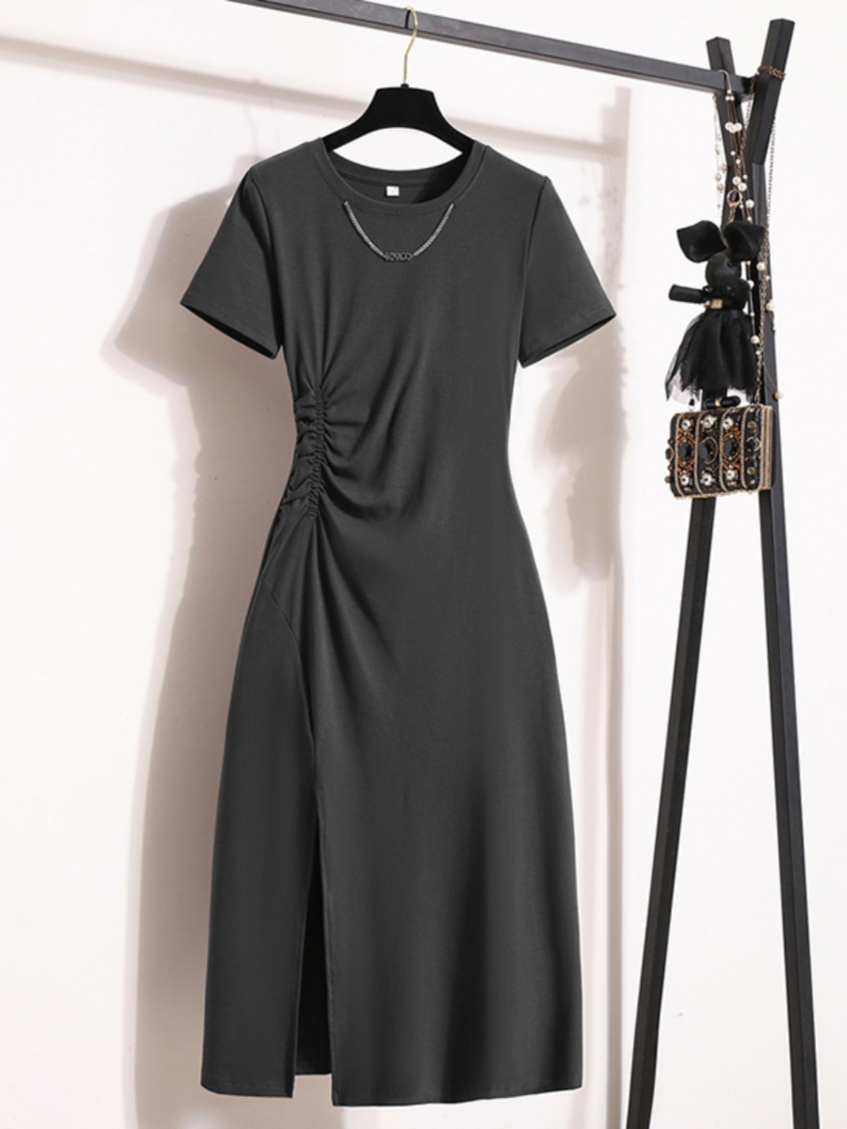 فستان أنيق غير رسمي بأكمام قصي - مراجعة Korean Style A Line Shirt Dress وسعره