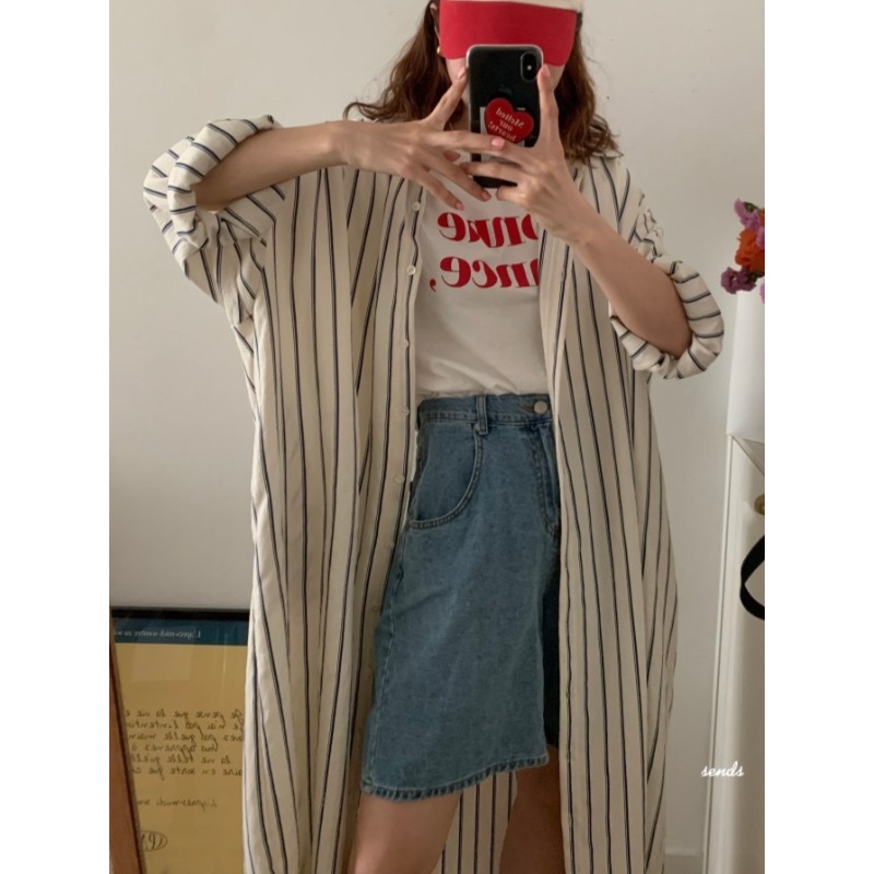 فستان كوري بسيط بياقة فضفاضة و - مراجعة Korean Style A Line Shirt Dress وسعره