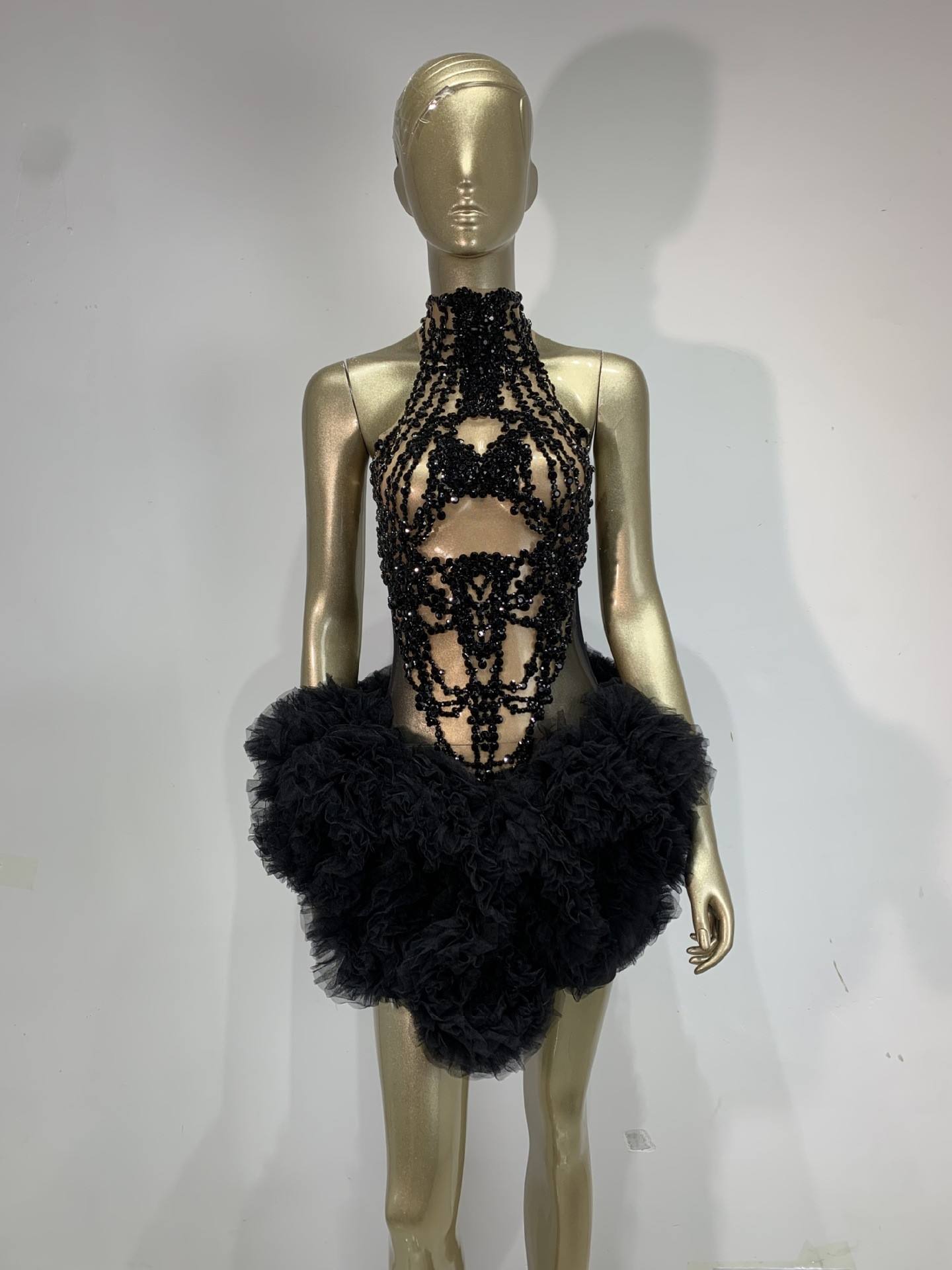 فستان نسائي قصير لامع مزين بال - مراجعة Sparkly Rhinestone Club Party Dress وسعره