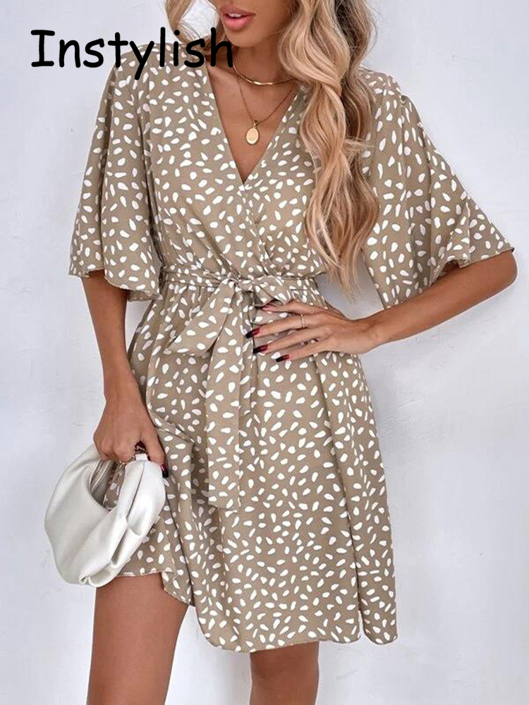 فستان قصير منقط بطباعة صغيرة م - مراجعة French Vintage Floral Midi Dress وسعره