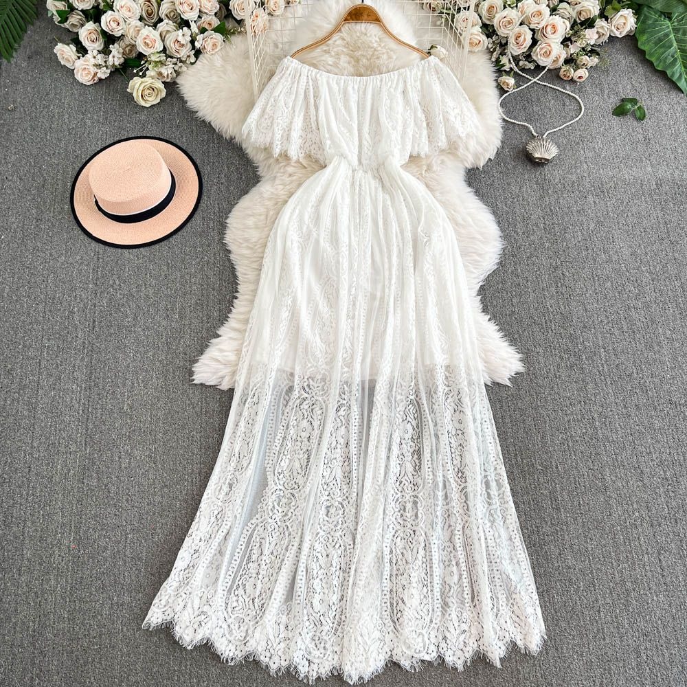فستان ماكسي نسائي مكشوف الكتفي - مراجعة Boho Summer Beach Maxi Dress وسعره