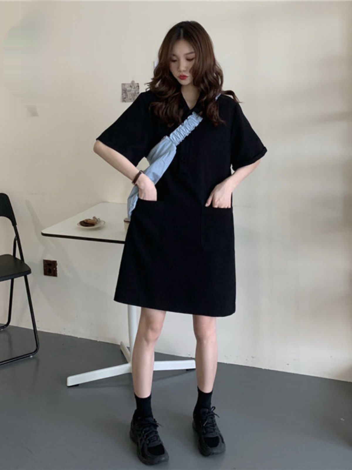 فستان نسائي كاجوال بقصة A-Line - مراجعة Korean Style A Line Shirt Dress وسعره