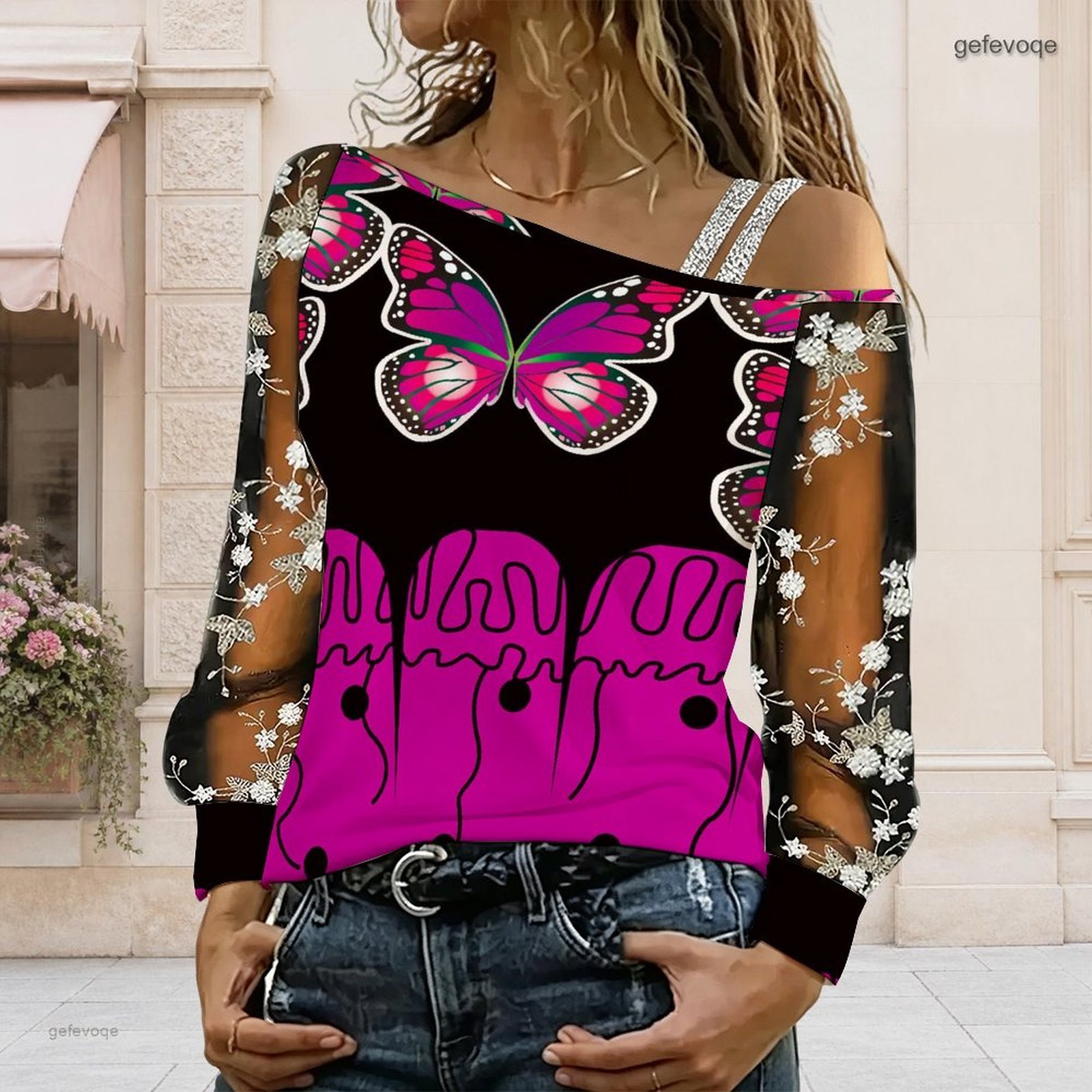 بلوزة نسائية مكشوفة الكتفين، ت - مراجعة Blouses وسعره