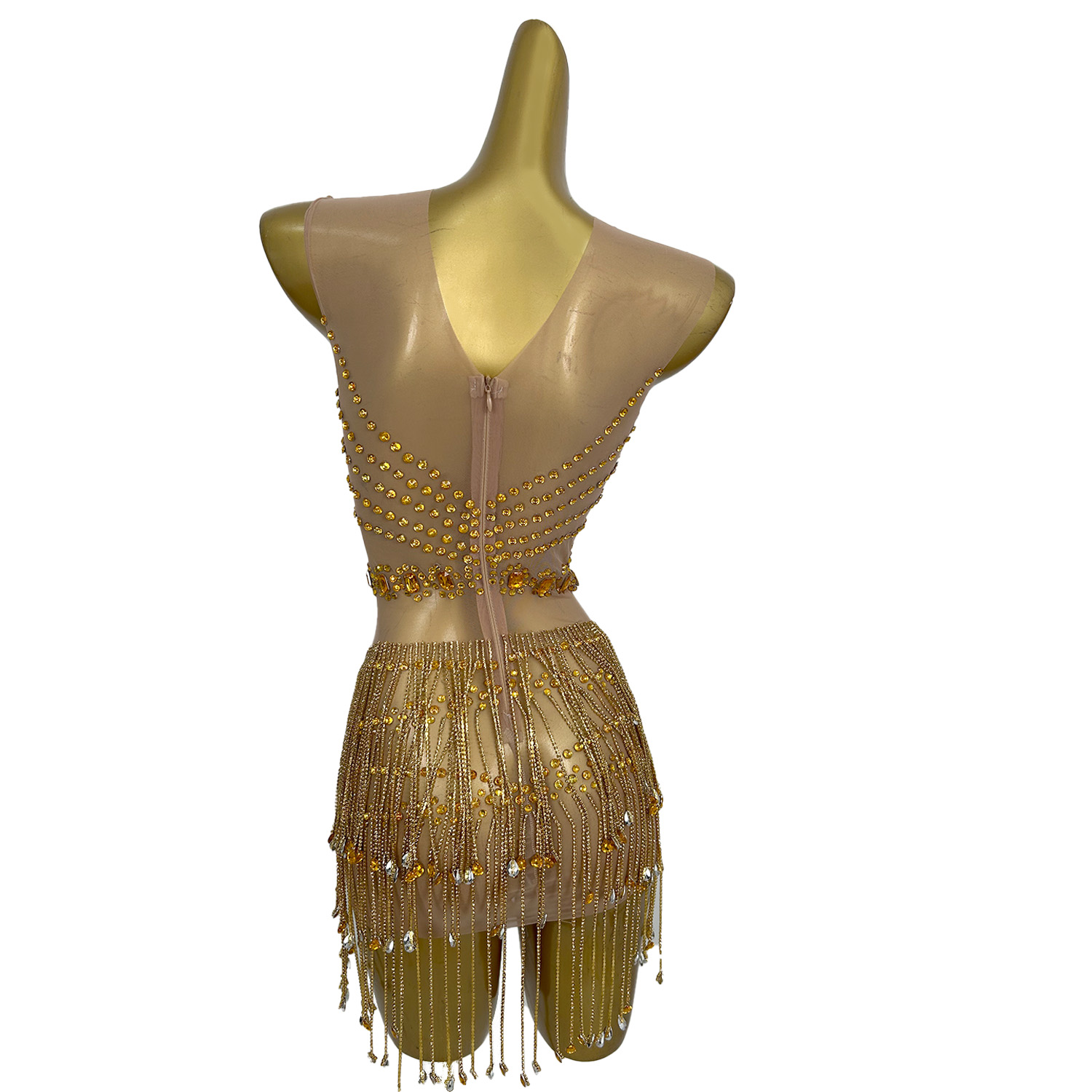 فستان قصير شفاف من قماش الشبك  - مراجعة Sparkly Rhinestone Club Party Dress وسعره
