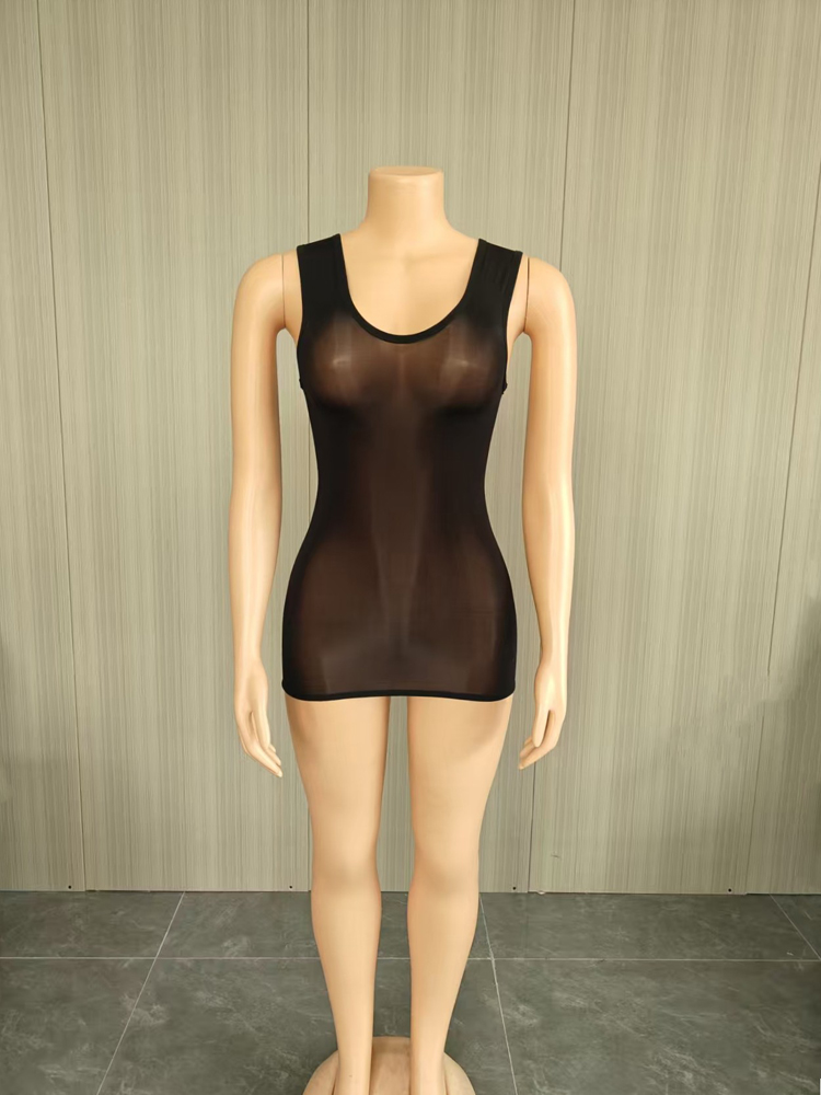 فستان قصير نسائي مثير ولامع وش - مراجعة Sexy Mesh Sheer Bodycon Dress وسعره