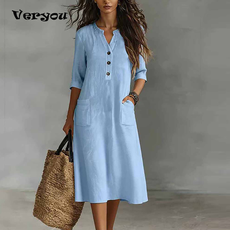 فستان نسائي كاجوال بلون واحد ب - مراجعة Boho Summer Beach Maxi Dress وسعره