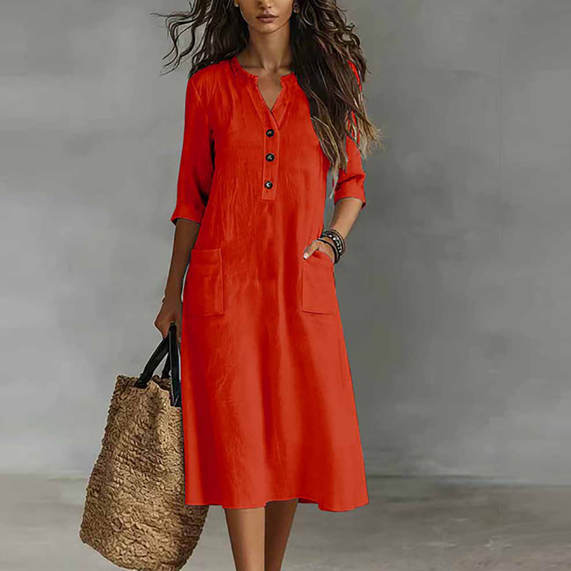 فستان نسائي كاجوال بلون واحد ب - مراجعة Boho Summer Beach Maxi Dress وسعره