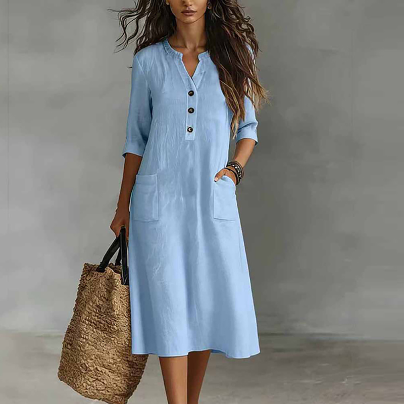 فستان نسائي كاجوال بلون واحد ب - مراجعة Boho Summer Beach Maxi Dress وسعره