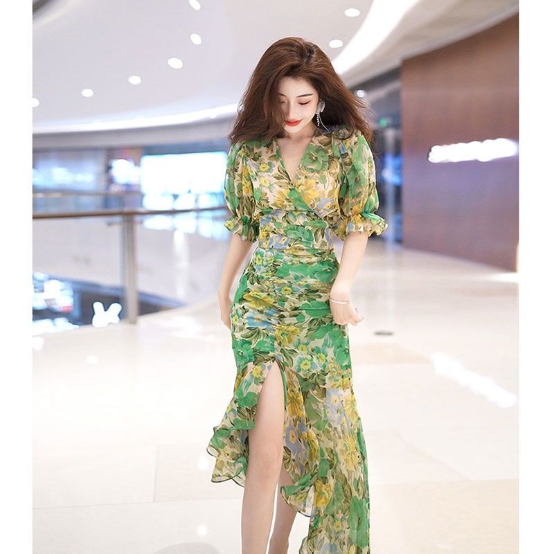 فستان صيفي جديد بنمط يعانق الخ - مراجعة French Vintage Floral Midi Dress وسعره