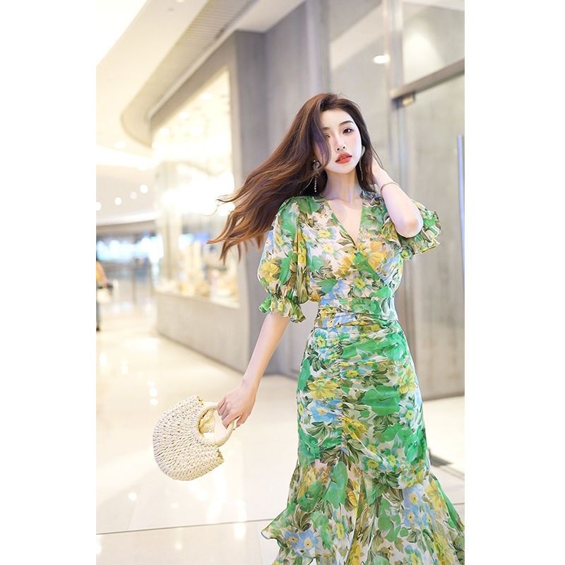 فستان صيفي جديد بنمط يعانق الخ - مراجعة French Vintage Floral Midi Dress وسعره