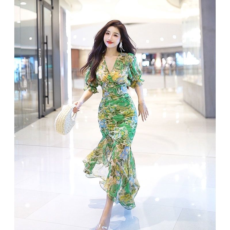 فستان صيفي جديد بنمط يعانق الخ - مراجعة French Vintage Floral Midi Dress وسعره