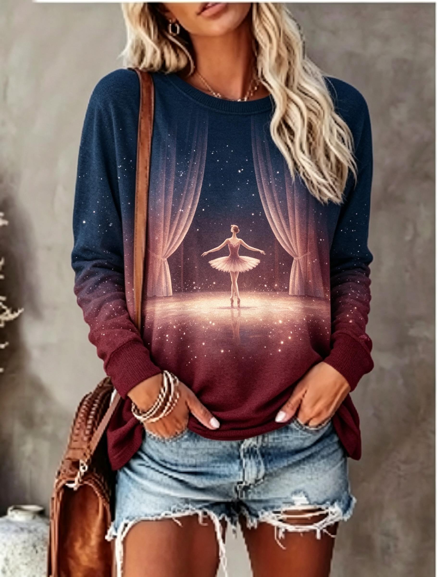 قميص نسائي بأكمام طويلة بطبعة  - مراجعة Blouses وسعره