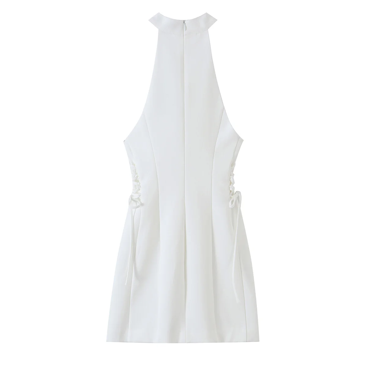فستان نسائي أبيض قصير برقبة عا - مراجعة Y2K Backless Halter Mini Dress وسعره