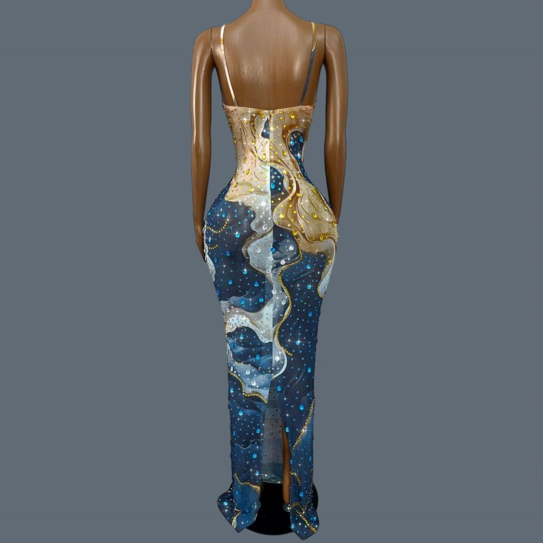 فستان سهرة طويل مثير للنساء، م - مراجعة Sparkly Rhinestone Club Party Dress وسعره