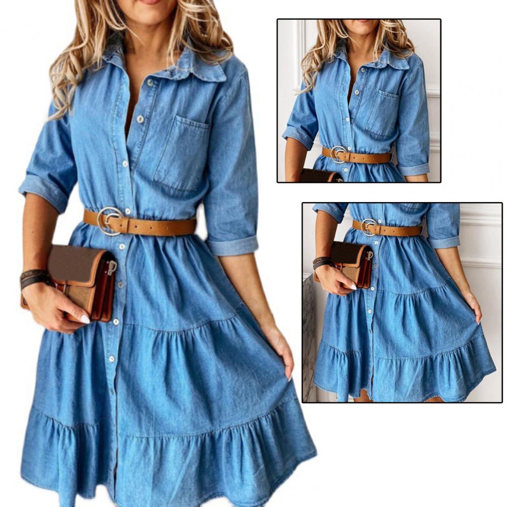 فستان جينز بأكمام ثلاثة أرباع  - مراجعة French Vintage Floral Midi Dress وسعره